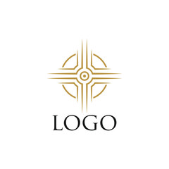 circle logo with abstract and modern starburst design graphic for brand identity