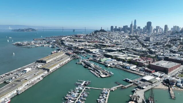 Harbor View At San Francisco California United States. Cityscapes San Francisco California. Town Film District Urban. Town Outside District Downtown High Angle View. Town Urban City Landmark.