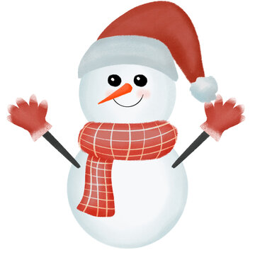 Cute snowman Christmas illustration clipart
