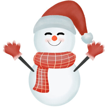 Cute snowman Christmas illustration clipart