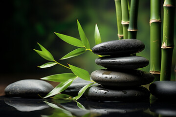 Obraz na płótnie Canvas zen stones and bamboo