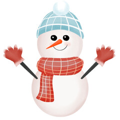 Cute snowman Christmas illustration clipart