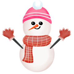 Cute snowman Christmas illustration clipart