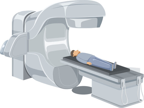 People Laying on X-ray Machine: Medical Equipment Illustration