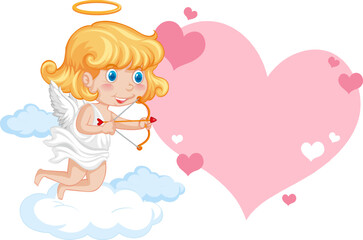 Cute Angel Cartoon Character Holding Heart Arrow