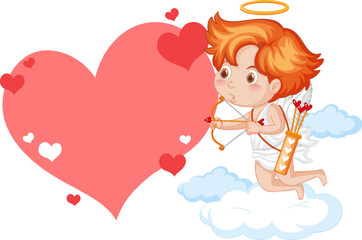 Cute Angel Cartoon Character Holding Heart Arrow