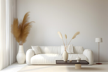 Modern living room in white wall mockup