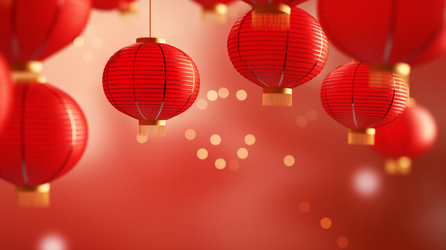 Chinese new year red lantern pictures	
