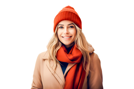 portrait of a beauty woman wearing a red scarf - Powered by Adobe