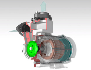 centrifugal pump section 3D illustration