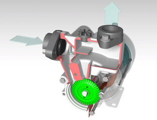 Naklejka premium centrifugal pump section 3D illustration