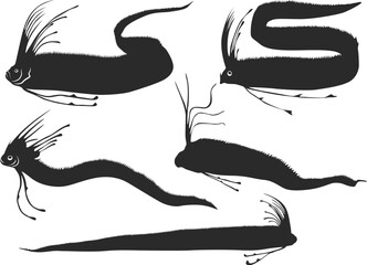 Oarfish silhouette, Oarfish svg, Oarfish vector illustration, Orafish vector, Oarfish icon bundle.