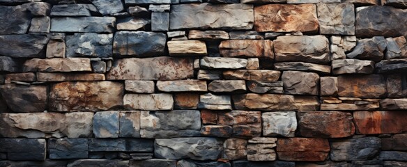 Weathered Rustic Stone Wall with Irregularly Shaped Stones