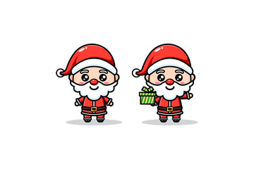 santa claus cute characters bring the gift illustration for mascot business and element