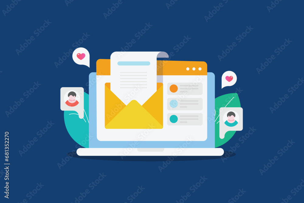 Canvas Prints email newsletter subscription conceptual vector illustration.