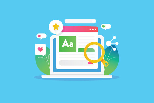 Advertising content on laptop screen, blog article, internet marketing business conceptual.