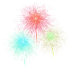 Sparkling fireworks bursting in various shapes to celebrate and anniversary party concept.