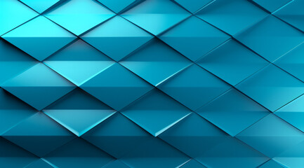 Fototapeta na wymiar A sleek array of aqua-blue rhombuses arranged in a 3D geometric pattern.