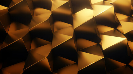 Shimmering gold triangles reflect light and luxury. Luxurious background - obrazy, fototapety, plakaty