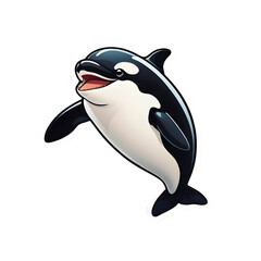 Graceful Orca Whales Illustrated in Vivid Detail - Wildlife-Themed Decorative Sticker for Educational and Aquatic Enthusiasts