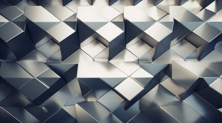 Gleaming silver cube shapes with soft lighting. Modern abstract widescreen background wallpaper.