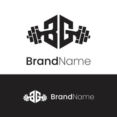 Letter BG Brick Gym Logo Design Vector