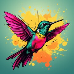 Retro Pop Art Hummingbird Illustration