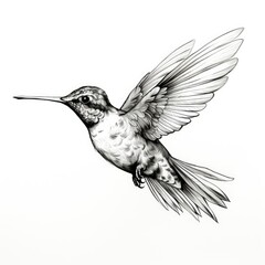 Hummingbird Ink Pen Sketch Art