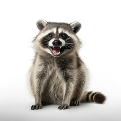 Obraz premium Cute smiling racoon isolated on white background