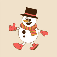 Cute snowman on beige background