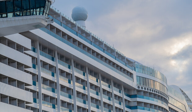 Hamburg, Germany - November 08, 2023: The AIDA Prima at the Cruise Center Steinwerder in the Port of Hamburg