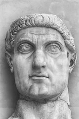 Head of colossal statue of Constantine the Great in Rome, Italy