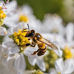 Fragile Beauty: Close-up of a Honey Bee on a Flower