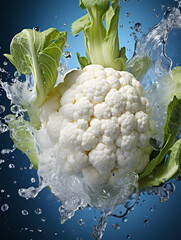 Commercial photography of cauliflower pepper, with water splash photography effect, vegetable commercial photography