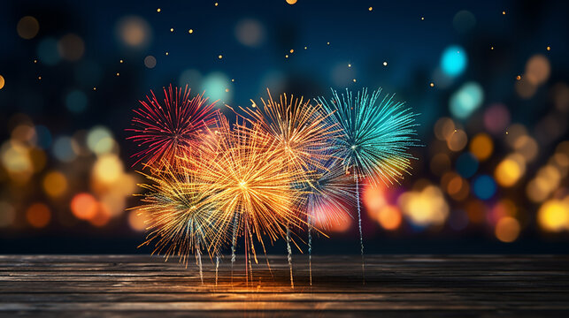 fireworks over the river HD 8K wallpaper Stock Photographic Image 