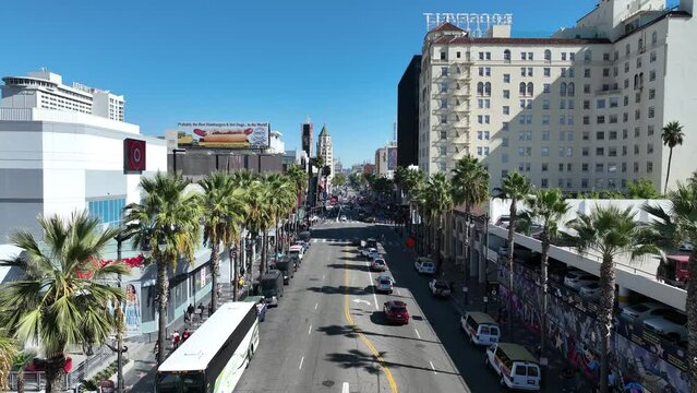 Hollywood Boulevard At Los Angeles California United States. Cityscapes Los Angeles California. Business Sky Downtown Cityscape. Business Outside Downtown District High Angle View.