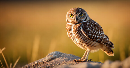 great horned Burrowing owl photo outdoor, depth of field background
