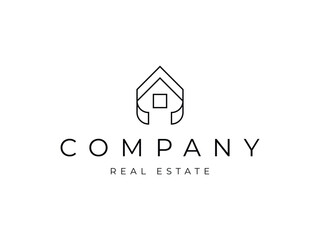 minimal house line logo design