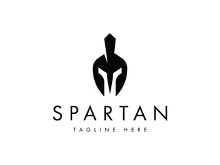 strong and brave spartan logo design - obrazy, fototapety, plakaty