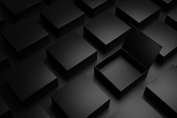 empty black carton box background isolated 3d illustration