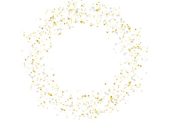 Shiny golden and silver foil confetti abstract circle background. Vector design