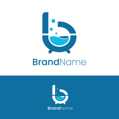 Letter B Bath Tub Logo Vector