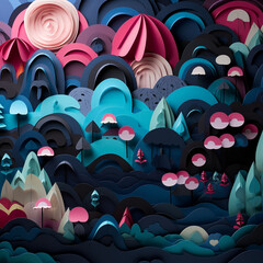 Obraz premium pattern with umbrellas and birds