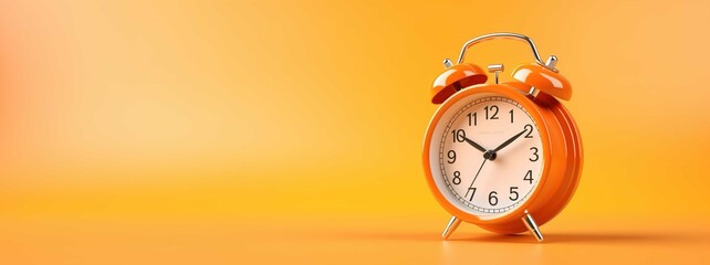 Alarm clock alarm on orange background stock photo, in the style of rendered in unreal engine - obrazy, fototapety, plakaty