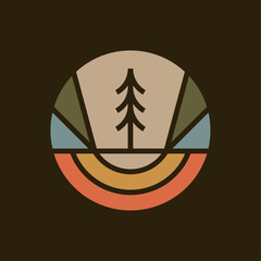 retro outdoor adventure badge illustration