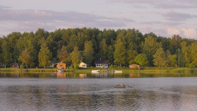 Cabins of Jakobstad archipelago in summer