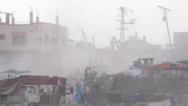 Collapsed buildings after an airstrike during Israel-Hamas War 2023, Gaza