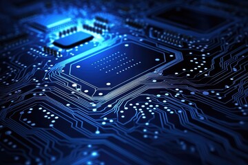 Computer technology image with circuit board background, ideal for various topics related to computers and AI by generated AI