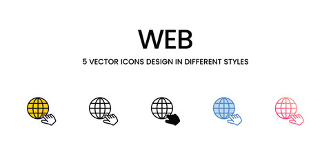 Web Icon Design in Five style with Editable Stroke. Line, Solid, Flat Line, Duo Tone Color, and Color Gradient Line. Suitable for Web Page, Mobile App, UI, UX and GUI design.