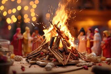 The Lohri bonfire symbolizes resilience and hope during the darkest - obrazy, fototapety, plakaty